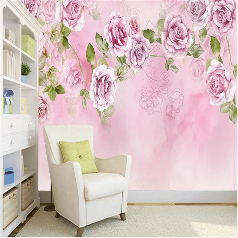 Обои для стен обои в стиле ретро пасторальная Роза ТВ задняя поверхность