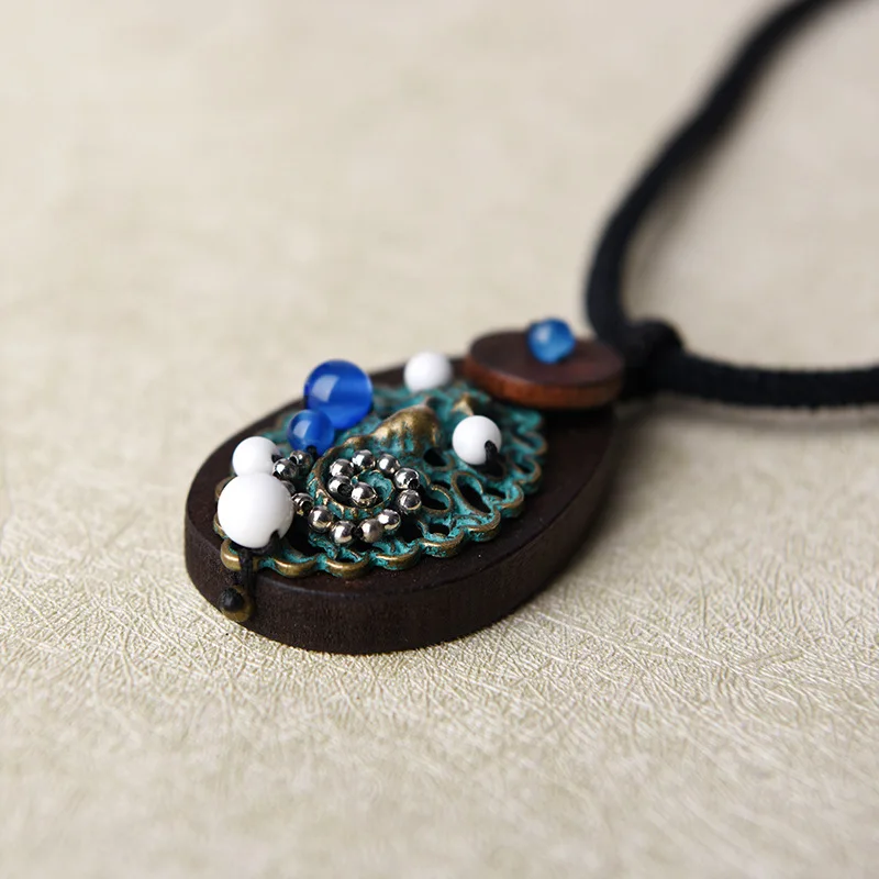Модное винтажное ожерелье чокер бронзовое женское деревянное украшение новое