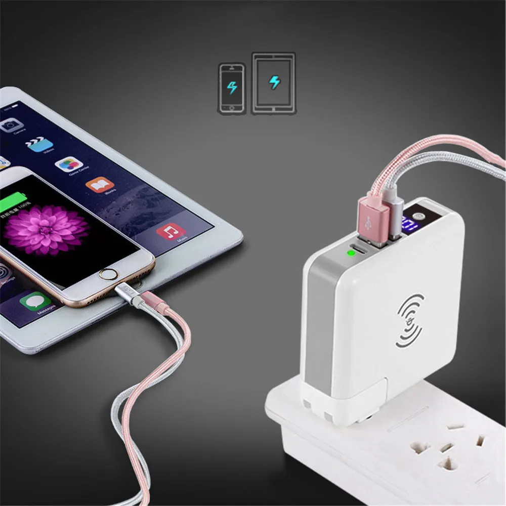 6700 мАч Беспроводное зарядное устройство Power Bank для iPhone Xiaomi переносной дорожная