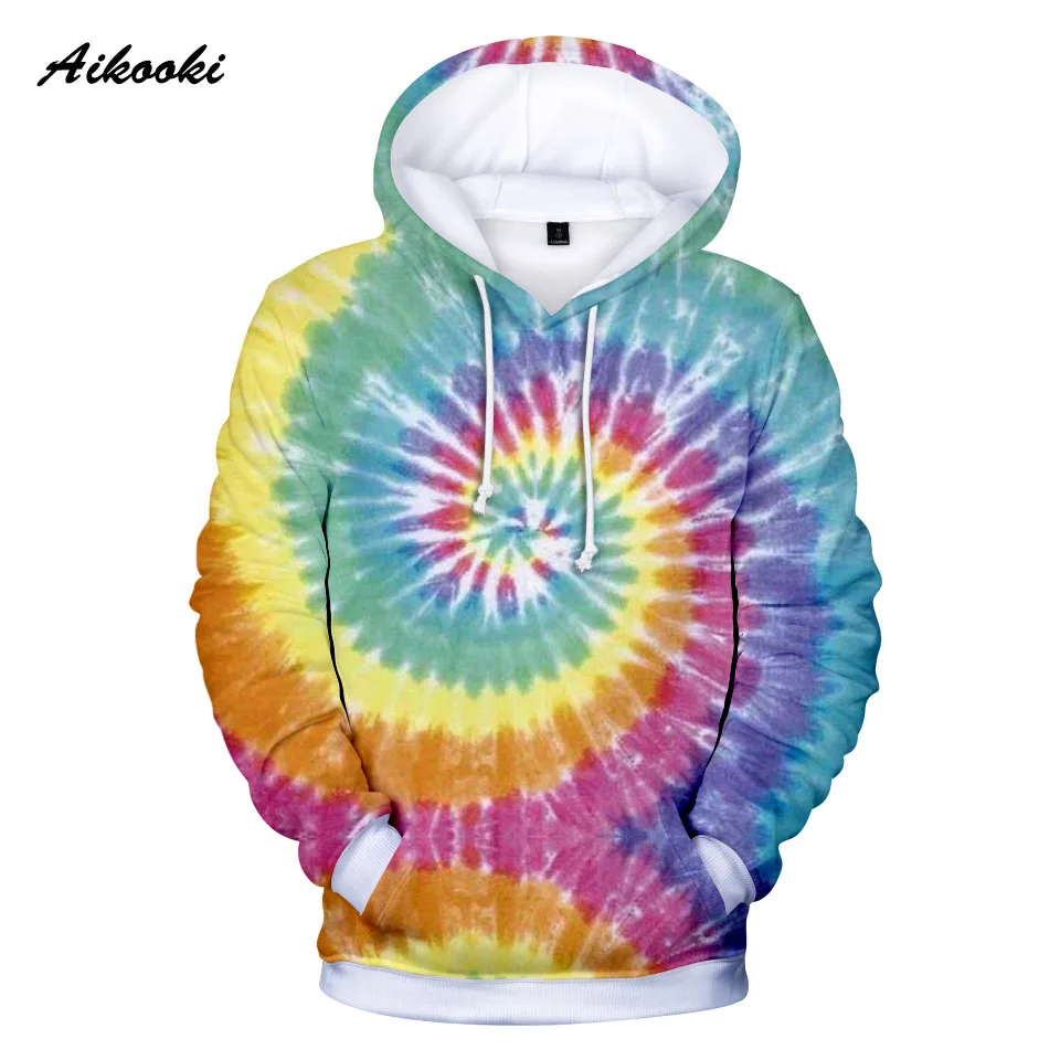 Для мужчин/для женщин Красочные Tie Dye толстовки Толстовка повседневное волшебный вихревой узор 3D пот Топы Crewneck Hoondie осень зима загрязнители