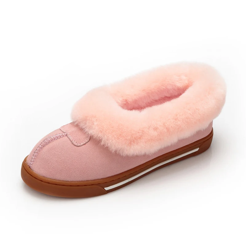 Pink UVWP классические женские зимние сапоги высокого качества из натуральной кожи; водонепроницаемые полусапожки Модные женские туфли теплые зимние ботинки - Цвет: Pink