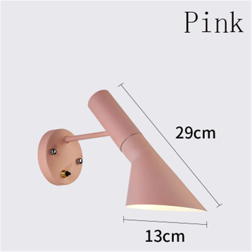 Pink Скандинавский Arne Jacobsen светодиодный настенный светильник, дизайнерское современное бра, Реплика, подвесной светильник AJ, настенный светильник, декор для спальни, светильник для дома - Lampshade Color: Pink