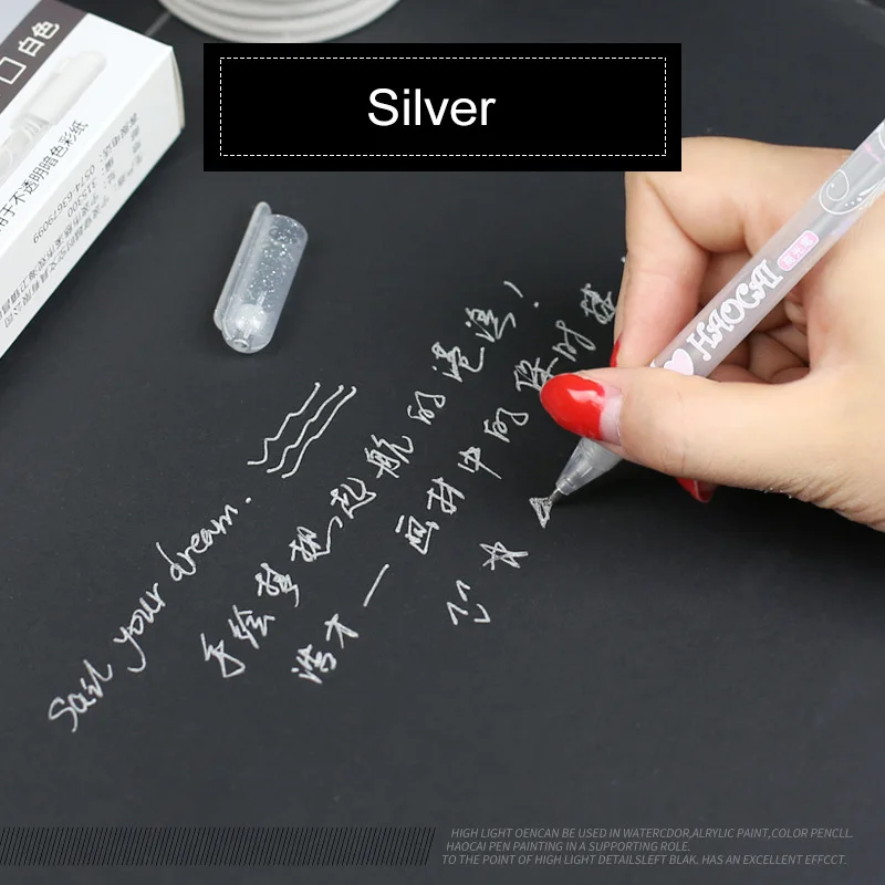 silver 5 шт. гелевые чернила ручка для подписи высокий светильник/покрытие/белая космическая краска масляной маркер 0,8 мм Diy дневник в стиле Скрапбукинг фото Декорации для альбомов - Цвет: silver