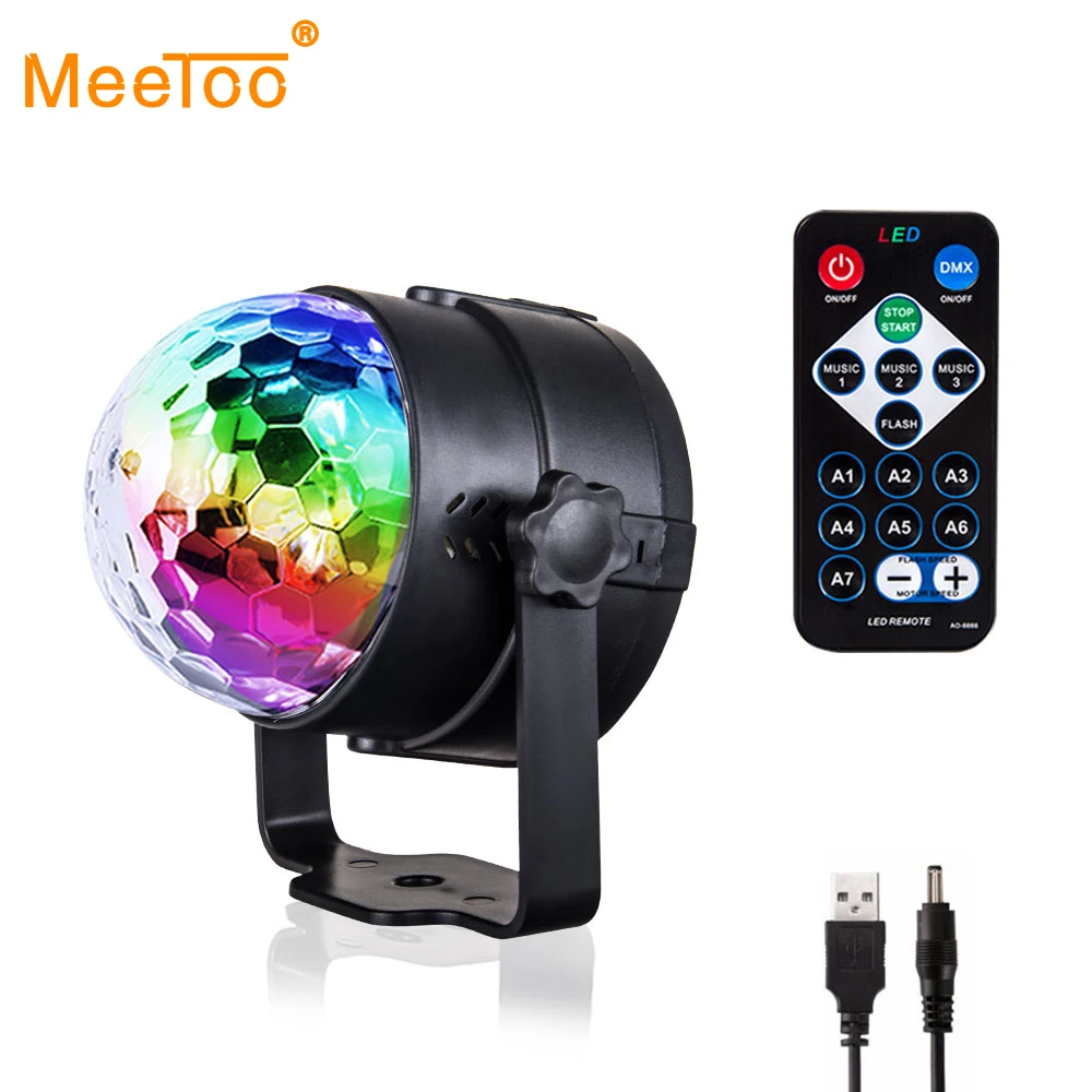 Светодиодный сценический свет USB хрустальный магический шар Звук ИК пульт