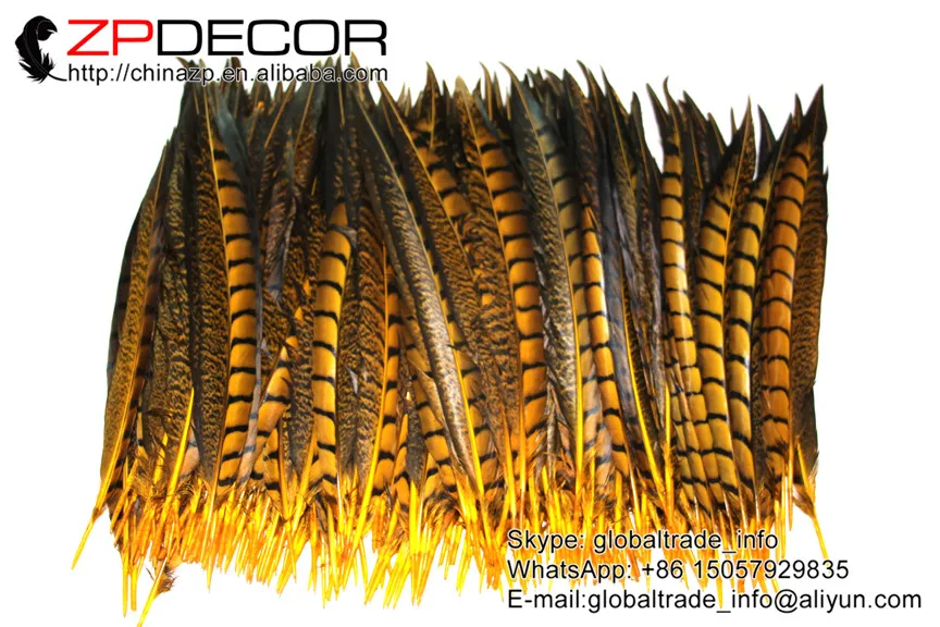 ZPDECOR 10 12 дюймов (25 30 см) 50 шт./лот окрашенные Золотые женские перья из хвоста фазана