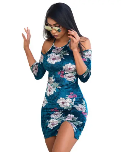 

New Women Floral Bodycon Casual Long Sleeve Evening Party Mini Dress 2018