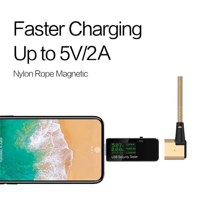 Магнитный зарядный кабель UGI 1 m/2 m/3 m L для iPhone 5 5S 6 6s 7 8 Plus быстрая зарядка мобильных