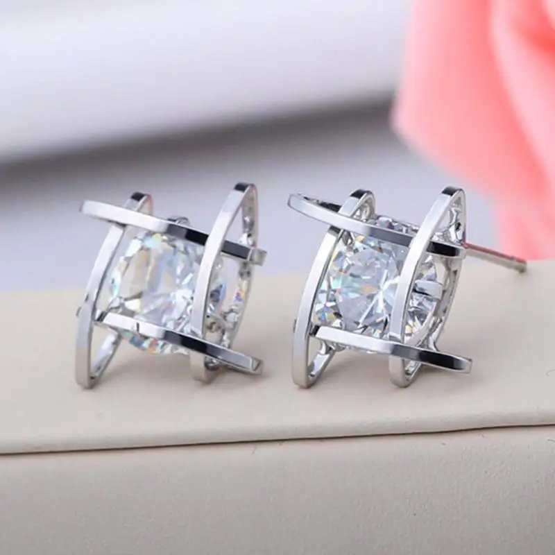 Новые Элегантные Очаровательные черные квадратные серьги гвоздики со стразами