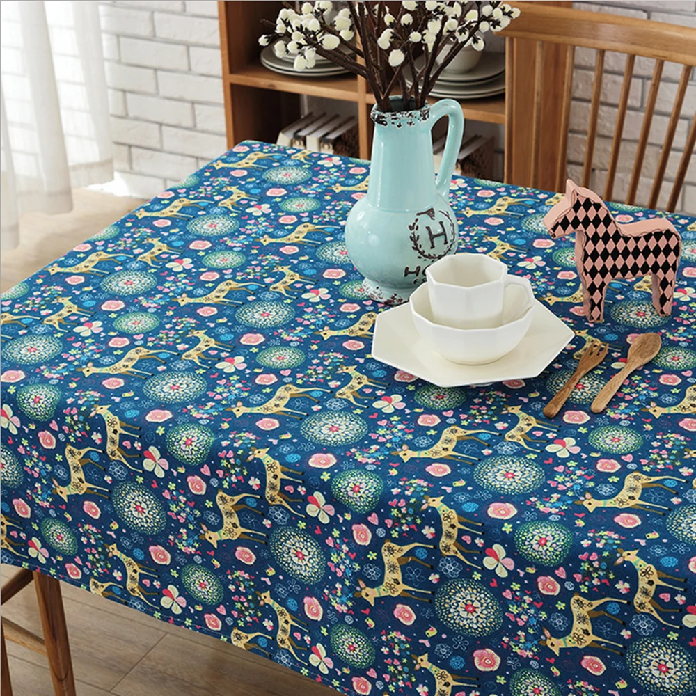 New linen tablecloth color elk party living room meal cloth Christmas home textile finished product | Дом и сад