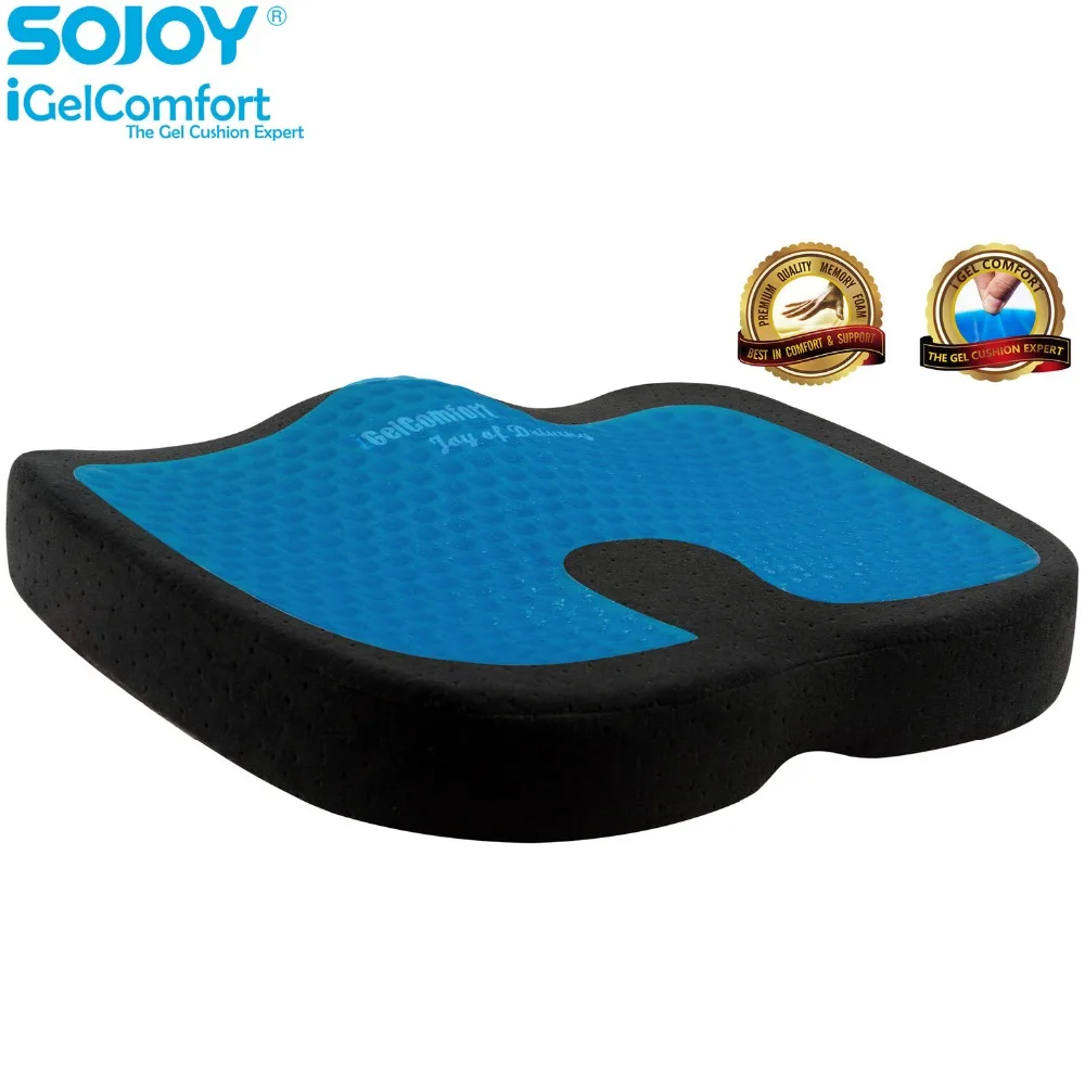Подушка для сиденья Sojoy Gel &amp Memory Foam облегчения боли в спине и поддержки косточек