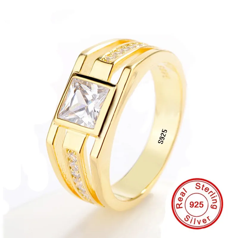 Мужское серебряное кольцо Золотое из серебра 925 пробы золотого цвета с