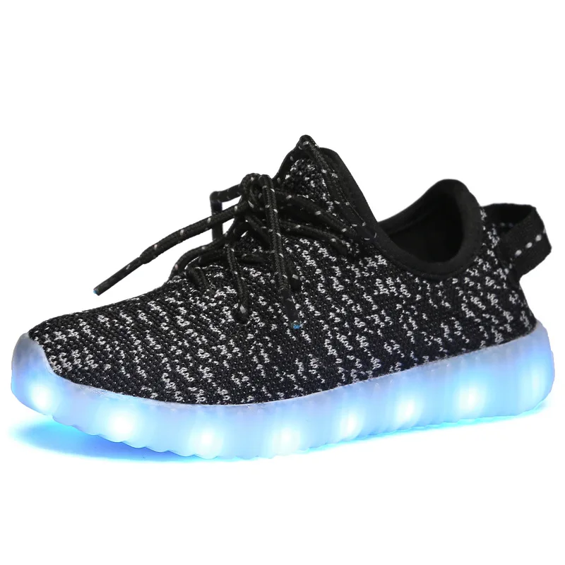 

Light Weight Air Mesh Boys Led Shoes Girls USB Charging Led Luminous Flash Sneakers Children Sports Running Shoes 560