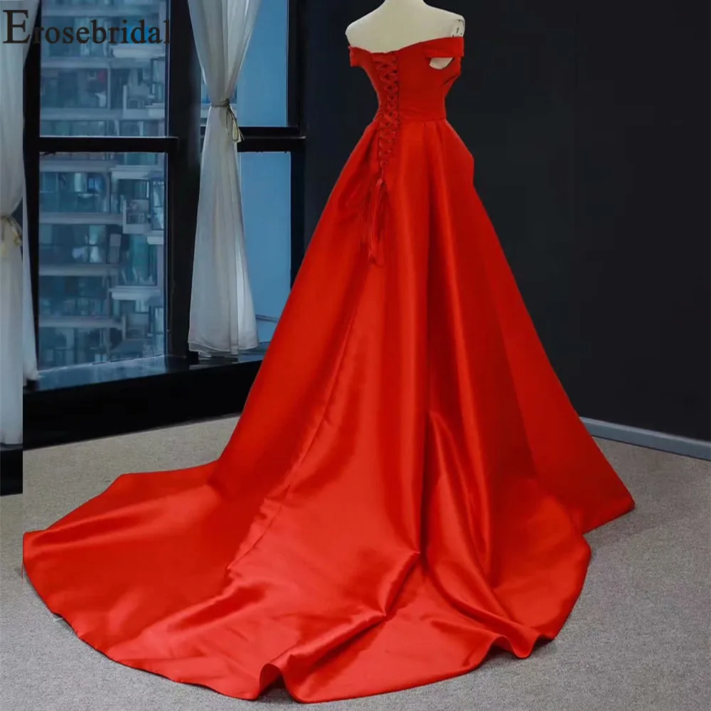Erosebridal Новое поступление красное вечернее платье винтажное с открытыми плечами