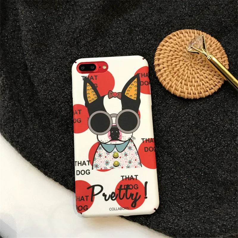 Жесткий чехол с собакой для iphone 8 8plus 7 Plus Чехлы Прозрачный телефона 6 s 6s X XS 10 Coque