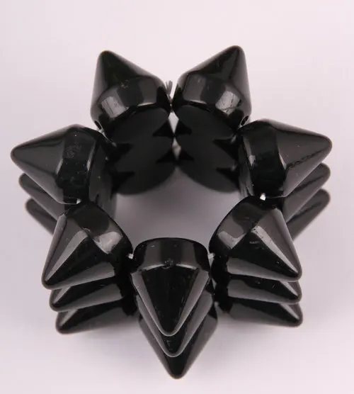 LEMOER Fashion Punk Style Multi Three Layers Rivet Spike Stretch Hair Bands Ponytail Holder Rope Tie Ring for Women | Украшения и