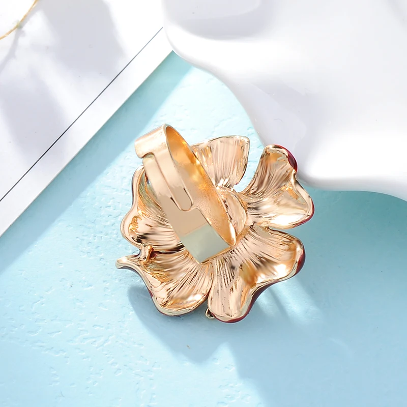 Модное Элегантное женское регулируемое большое розовое красное эмалированное