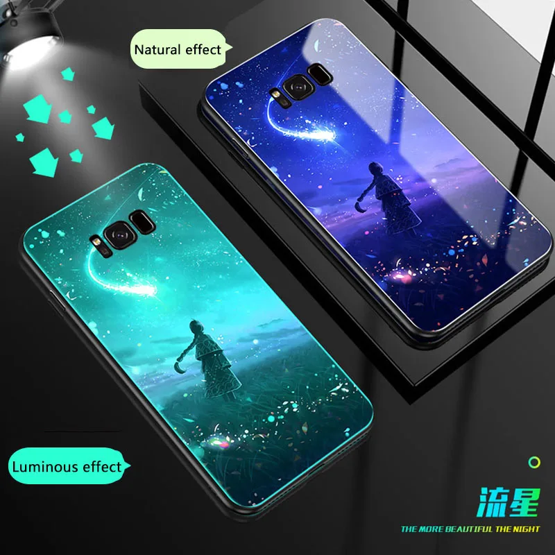 Светящийся стеклянный чехол dragon Tiger horse для Samsung Galaxy S9 plus Роскошный S8 S8Plus note8 9