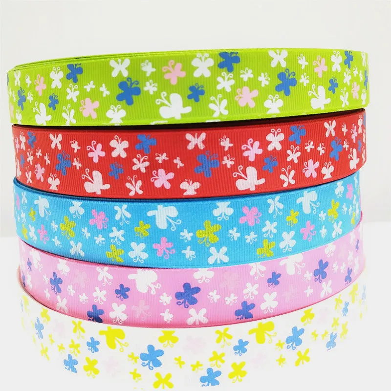 Suoja 1 'ཕ мм 5 ярдов/упаковка мультфильм бабочка ленты термопечать grosgrain