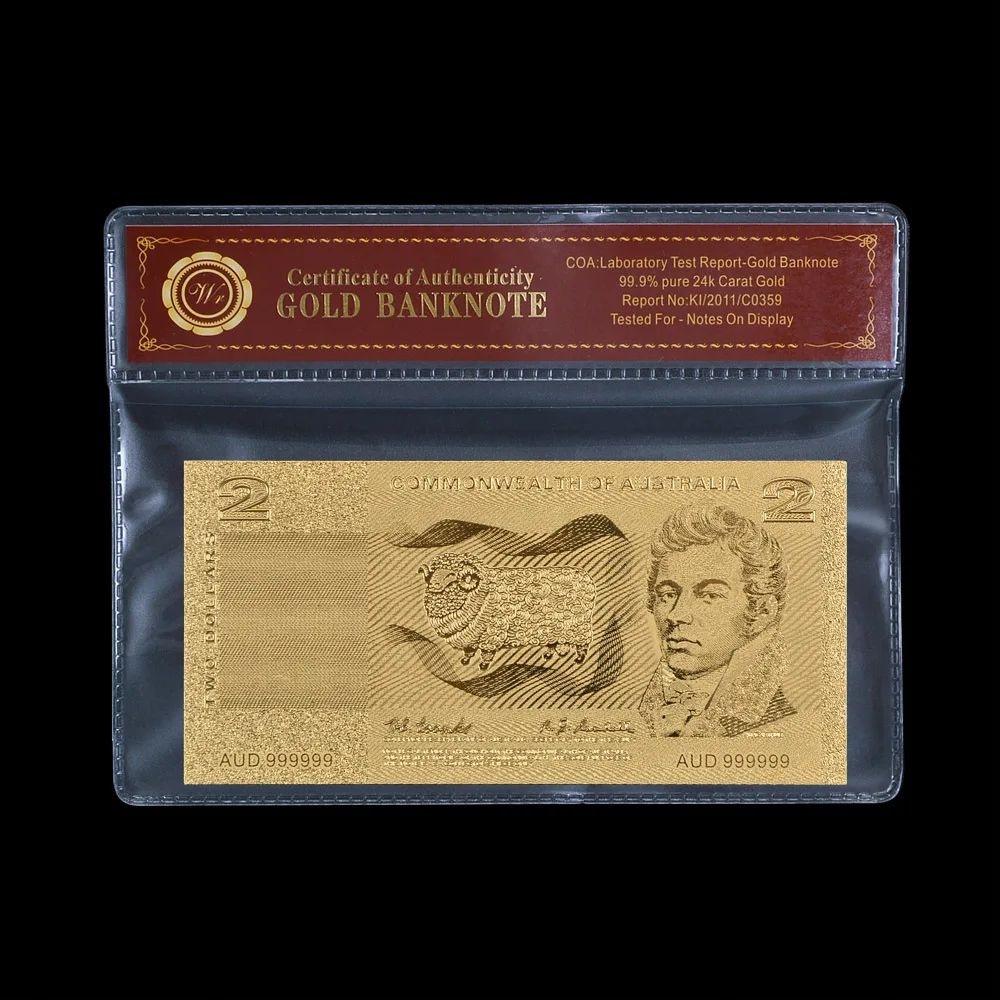 Позолоченная банкнота в подарок старая AUD2 фунта стандартный лист из золотой
