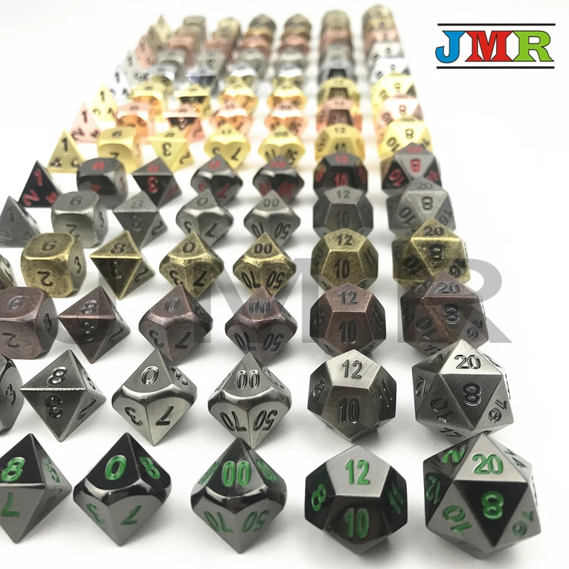 7 шт./компл. металлические кости Juegos De Меса Dados ролевые игры, набор D4-D20 многогранные кубики для ролевой игры Подземелья и Драконы, для игры в мяч
