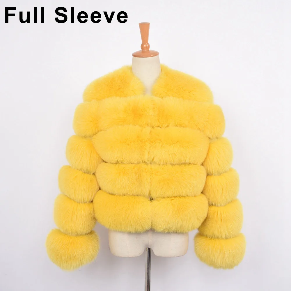Yellow Full Женская Шуба с длинным рукавом из натурального меха, шуба из натурального толстого лисьего меха, зимняя теплая куртка высокого качества Saga, новинка, S1797 - Цвет: Yellow Full