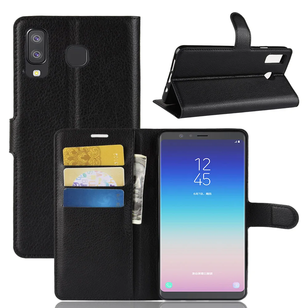 Роскошный кожаный чехол книжка baisxst для Samsung A9 с подставкой и Galaxy A8 со звездой