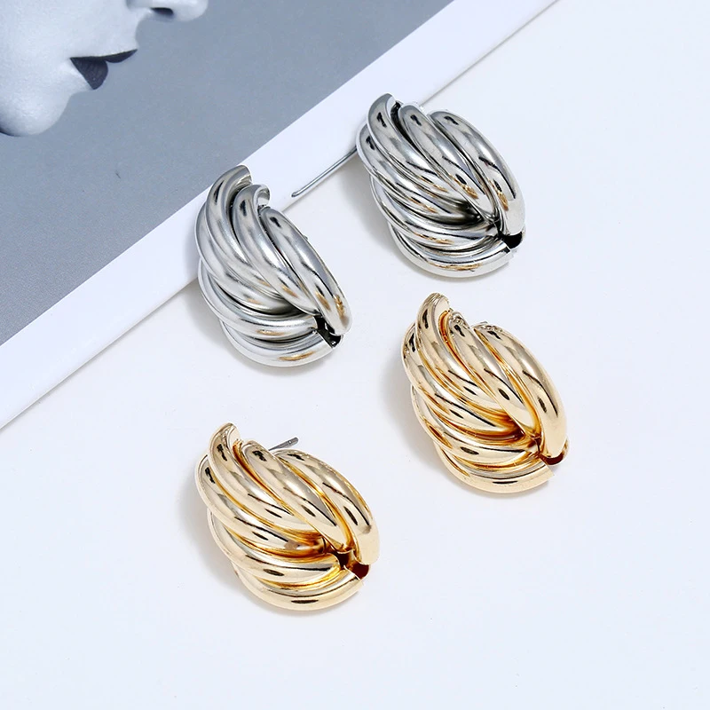 Модный металлический золотой Цвет серьги паровой панк круглый дизайн заявление