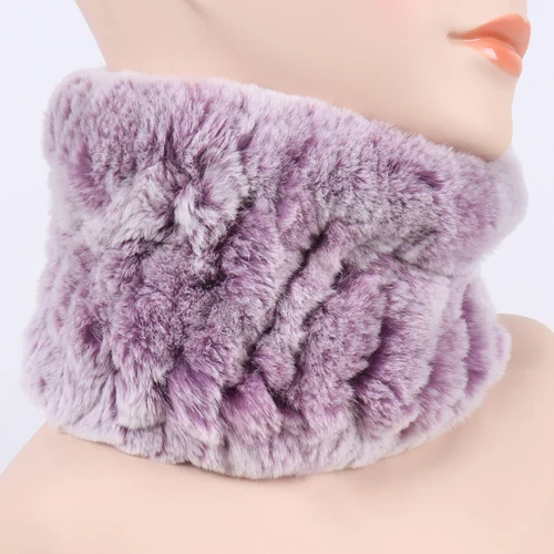 frost purple Зимний женский шарф из натурального меха, вязаный шарф из натурального кролика Рекс, меховые повязки на голову, Эластичный теплый мягкий шарф из натурального меха кролика рекс - Цвет: frost purple
