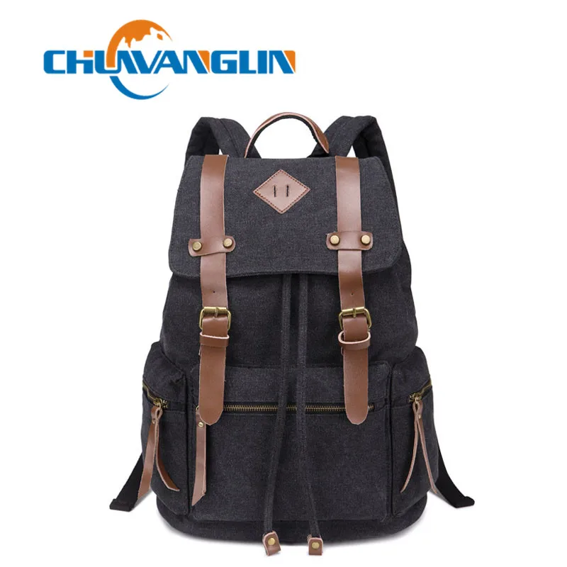 Chuwanglin винтажный кожаный военный брезентовый мужской рюкзак школьная сумка на