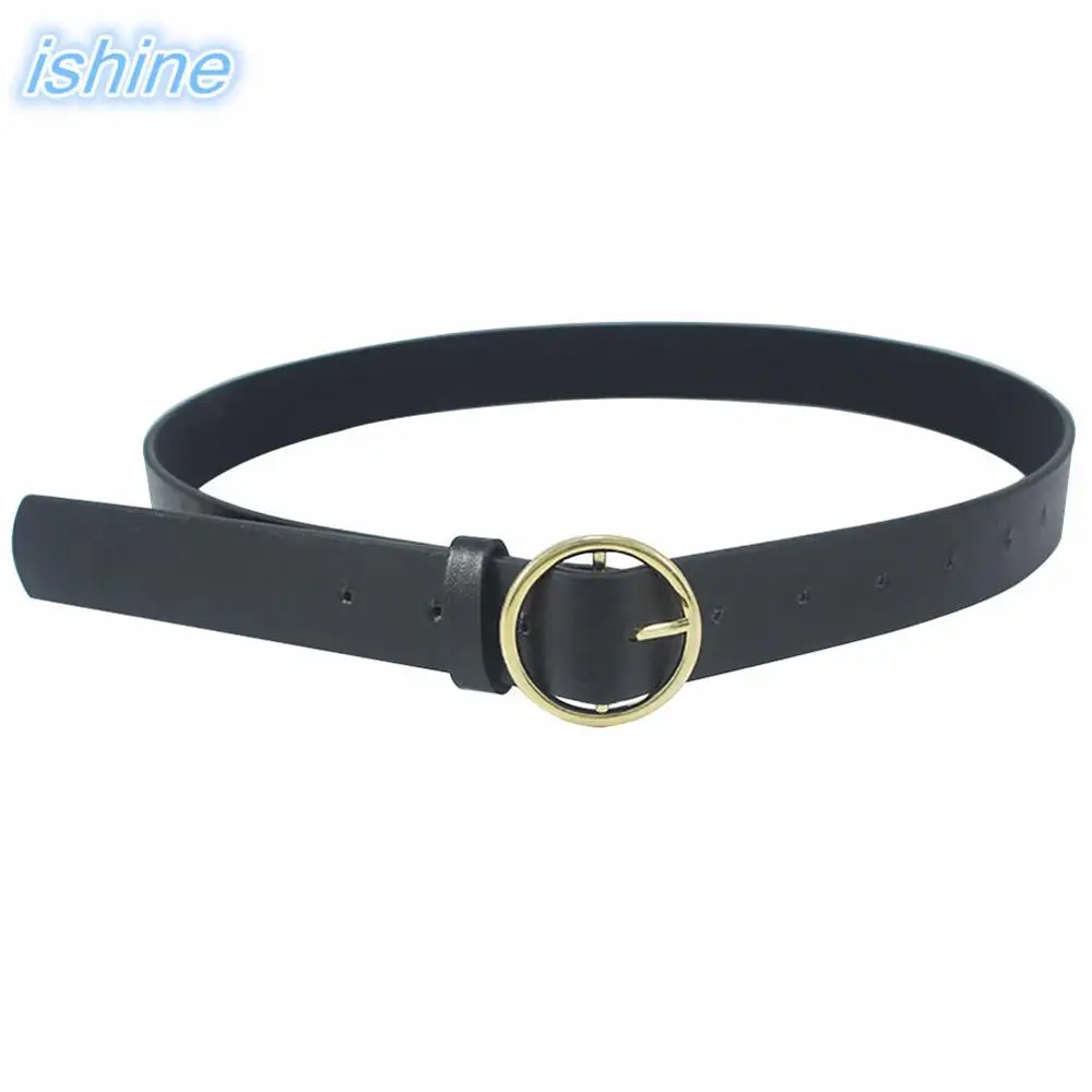 Gold Metal Circle Горячая распродажа! дизайнерский женский пояс 105 см., милые аксессуары для женской одежды, модные женские ремни с золотой пряжкой из искусственной кожи - Цвет: Gold Metal Circle