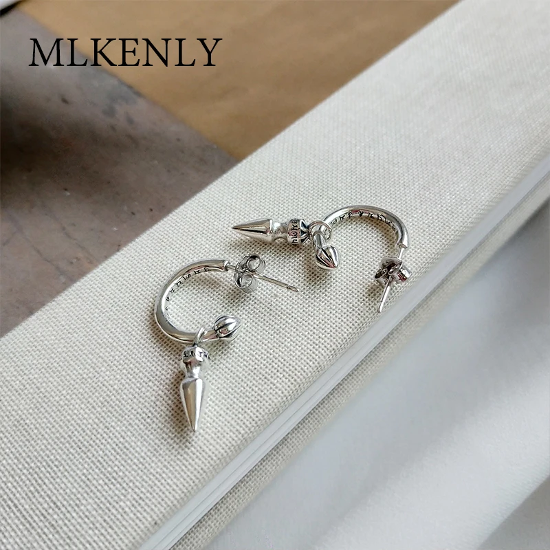 MLKENLY конусные серьги гвоздики женские модные простые серебряные в стиле панк рок