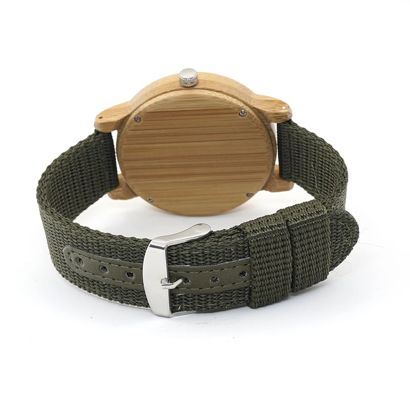 Мужские наручные часы BOBO BIRD зеленый нейлоновый чехол из бамбука кварцевые для