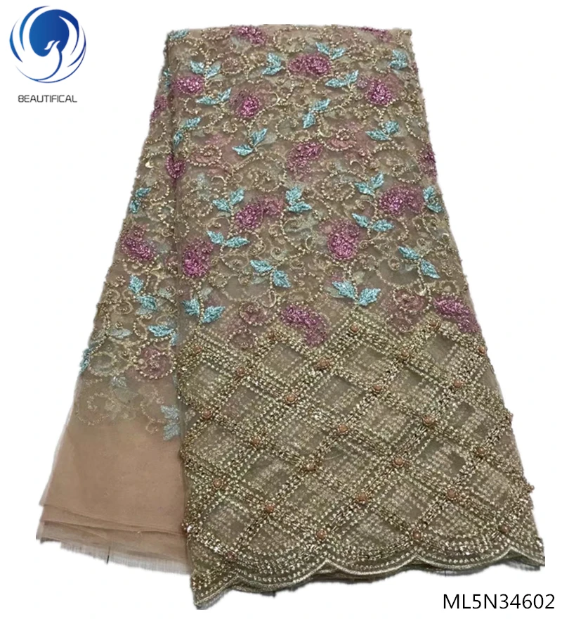 

BEAUTIFICAL high quality lace fabric african net laces wholesale lace fabric african wedding 5 yards per lot new fabric ML5N346