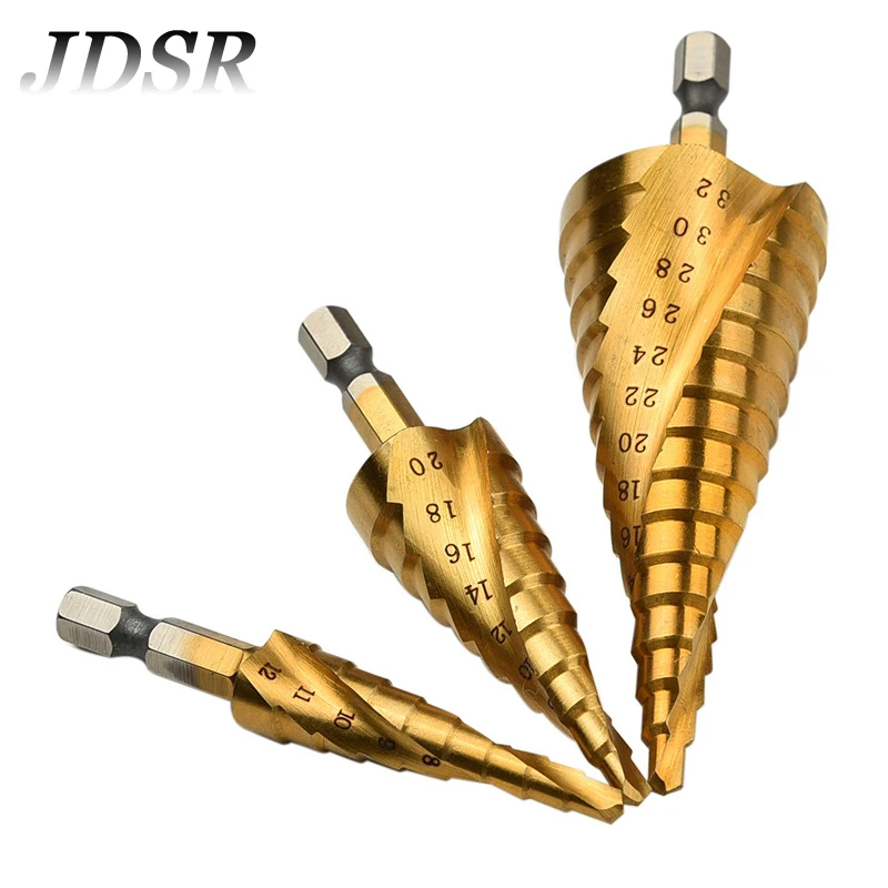 JDSR 3 шт. HSS спиральный рифленый центр сверло Пагода форма отверстие резак мм 4 32 20 12
