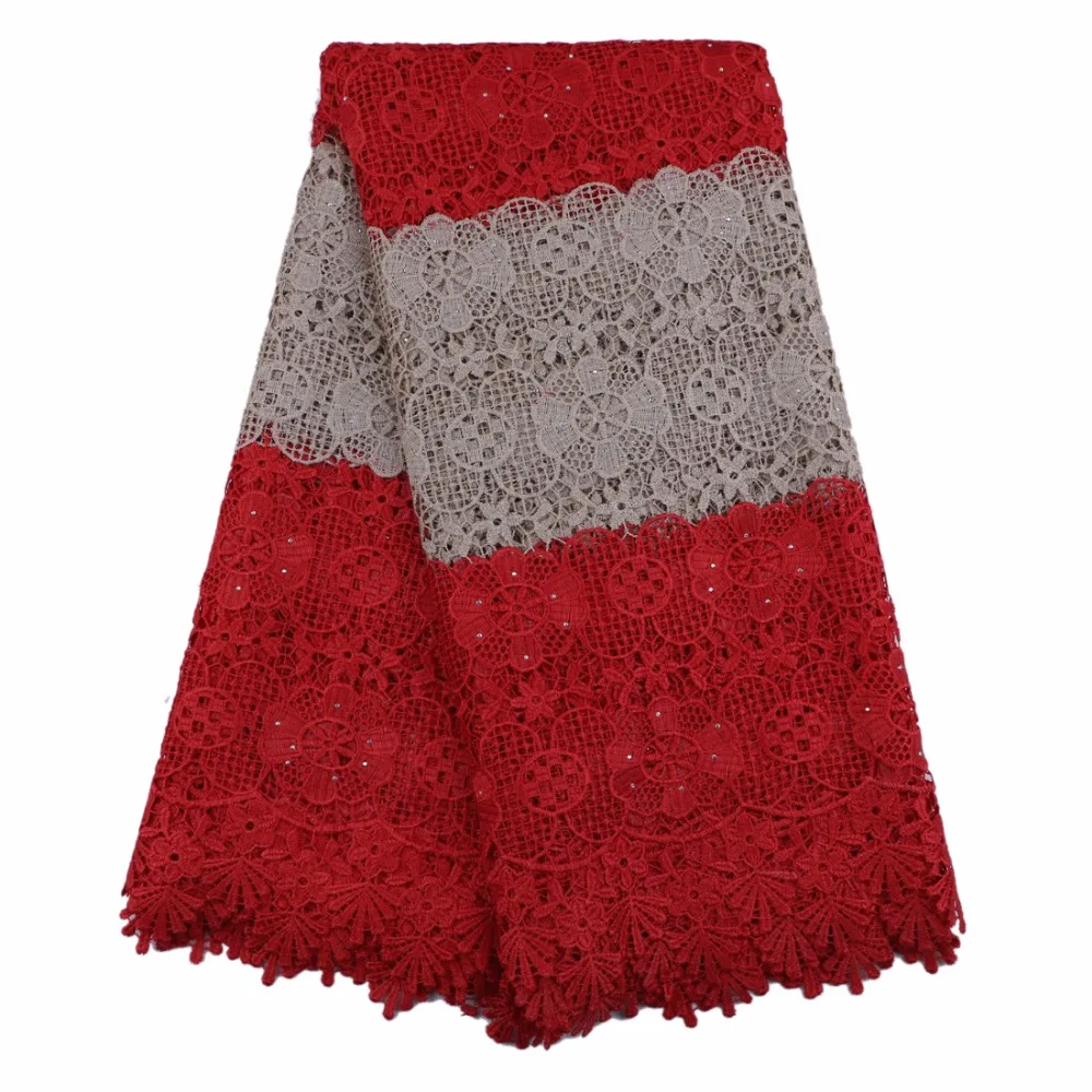 Гипюр кружевной ткани в глубокий розовый и серый двойной цвет 5 ярдов/шт для шитья