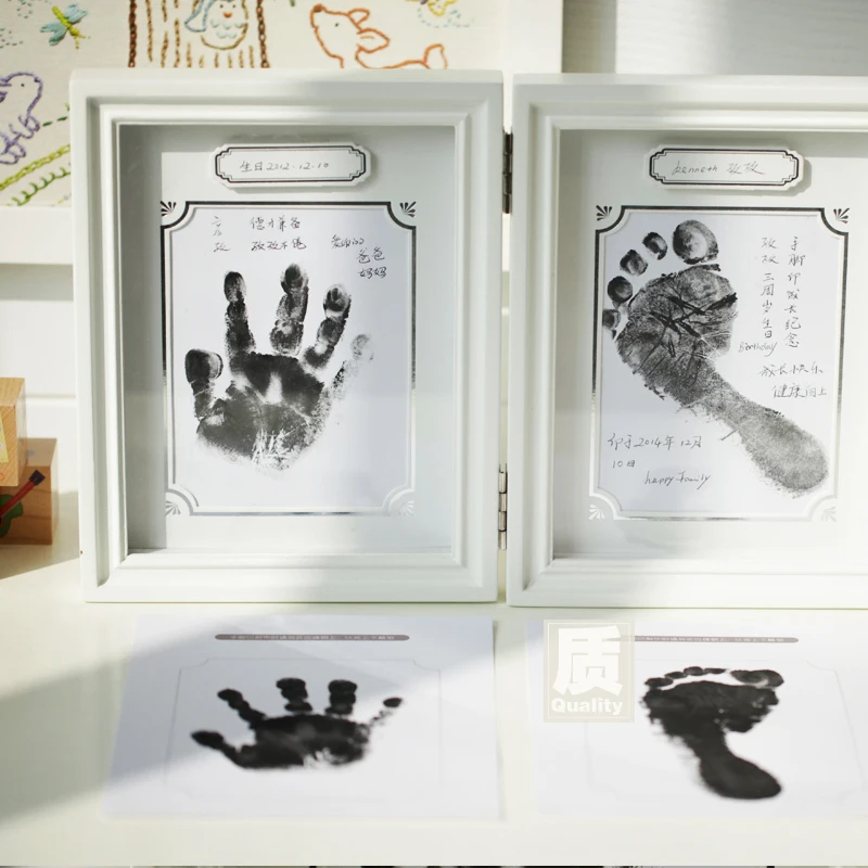 Детский рост памятный подарок фоторамка ручная и ножная печать настольная