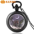 Уникальные уникальные черные карманные часы, винтажные мужские и женские кварцевые часы Knight Templar, кулон, ожерелье, ювелирные часы