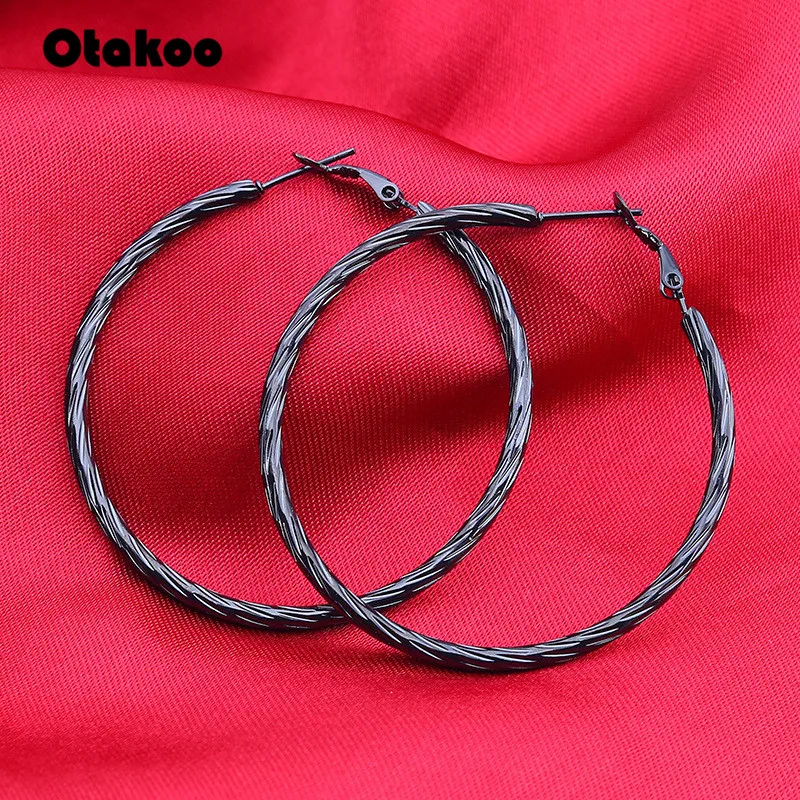 Женские серьги кольца Otakoo из нержавеющей стали модные золотого цвета круглые и