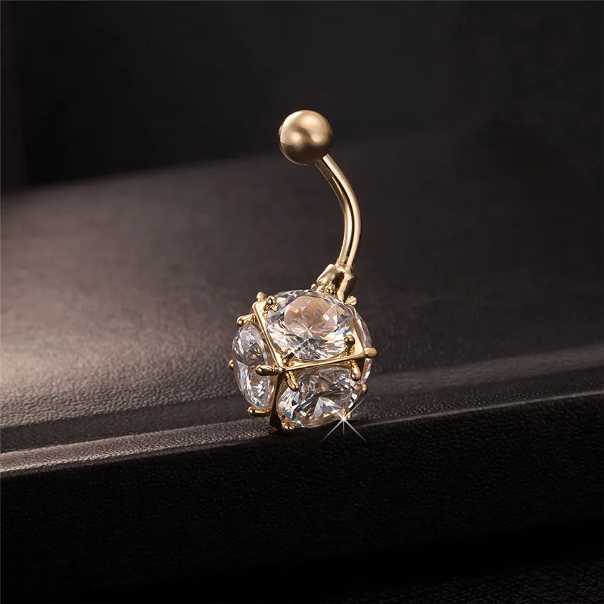 Магический шар CZ Ювелирные изделия золотого цвета кольца для пупка цвет