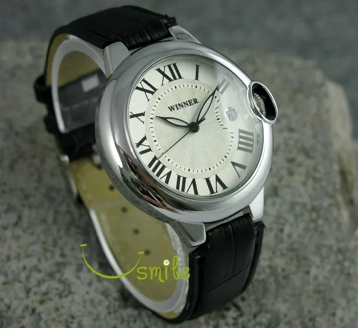 Белый циферблат Rome механический часы мужчины женщины до запястья подарок |