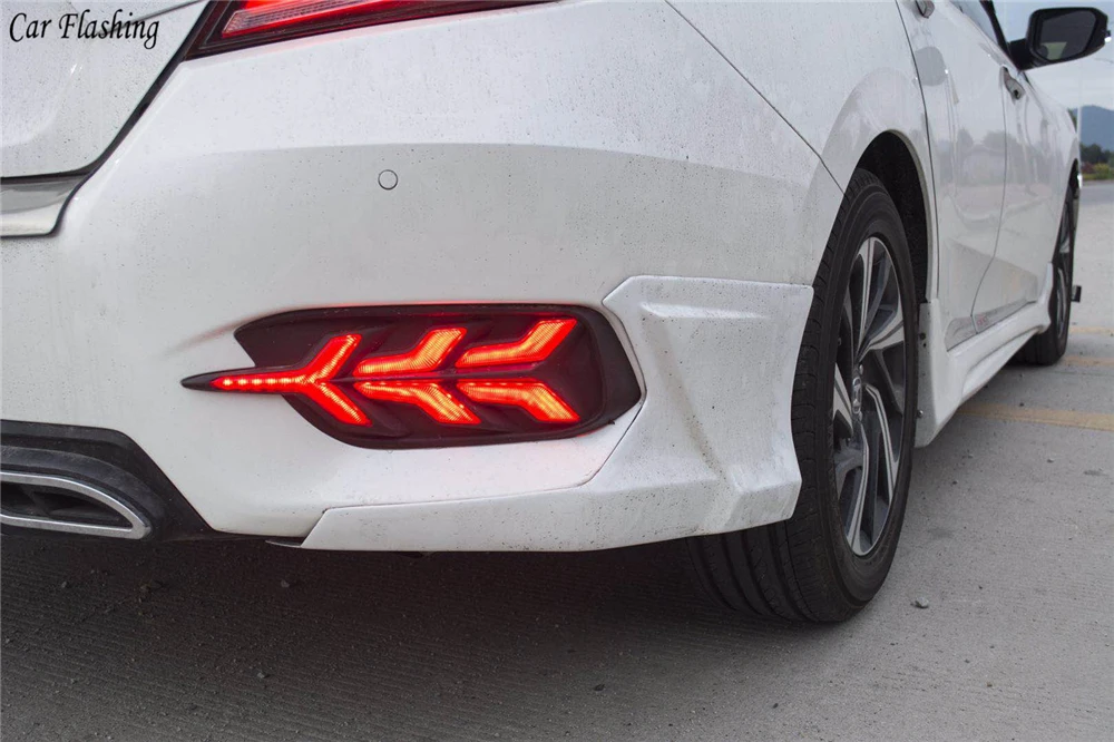 Автомобильный мигающий для Honda Civic 10th Автомобильный светодиодный DRL дневные ходовые огни Задний бампер тормозной фонарь противотуманная фара