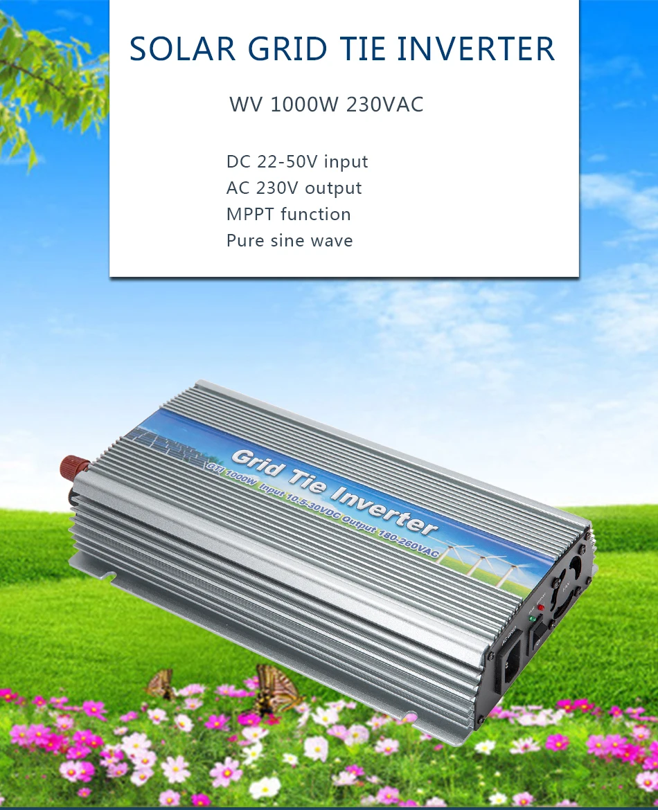 MAYLAR 1000 Вт 22-50VDC для 90-260VAC инвертор с чистым синусом сетки галстук инвертора микро-инвертор для Vmp30V/36 V солнечных панелей, обувь по заводским ценам
