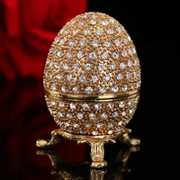 qifu gold small faberge egg with rhinestones gift for jewelry boxes