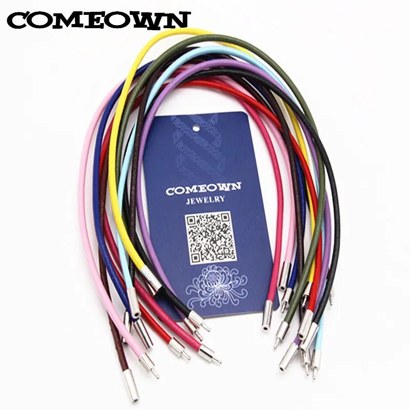 Ожерелье COMEOWN из натуральной кожи 10 шт. многоцветное круглое ожерелье 3 мм 12 30