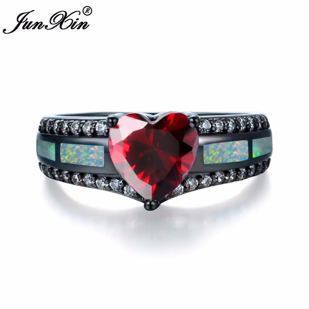 JUNXIN Male Female Blue/Green/Purple Zircon Stone Ring Fashion White Fire Opal Rings For Men And Women Vintage Wedding | Украшения и
