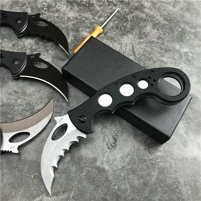 Нож karambit G10 Ручка D2 стальное лезвие Высокое качество Открытый Отдых EDC инструмент