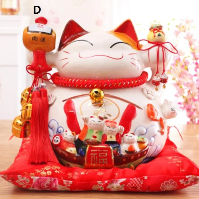 Японский стиль большой негабаритный орнамент Lucky Cat керамическая копилка открытие подарок магазин Декор - Цвет: D