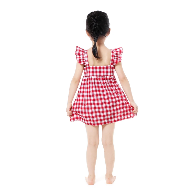 Kaiya Angel Kids Dresses For Girls Farm Summer Dress With Big Bow 5 Colors 2017 Clothes Blue Plaid | Детская одежда и обувь
