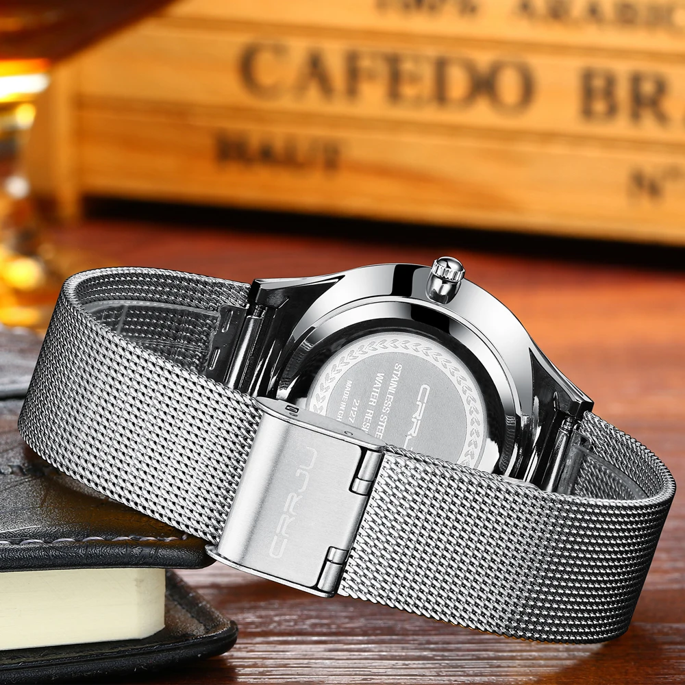 CRRJU Модные Простые Стильные Роскошные Брендовые Часы мужские из нержавеющей