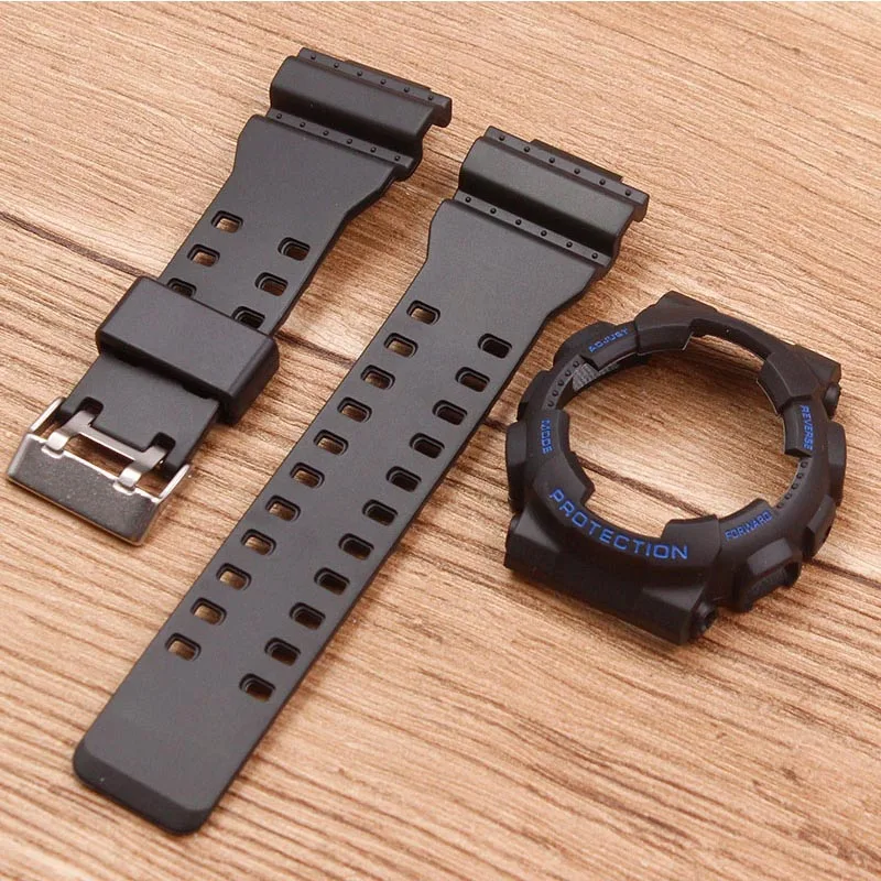 Silver Blue word Аксессуары для часов резиновый чехол для часов Casio GA-110 100 120 GD-100 120 мужской женский ремешок для часов - Цвет ремешка: Silver Blue word